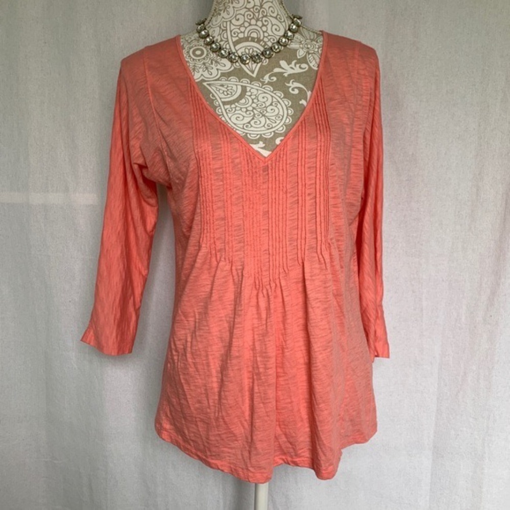 J. Crew // Pink Pleated V Neck Popover Top size medium z26